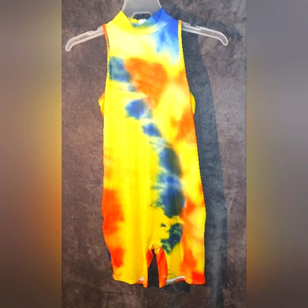 Spandex Tie Dye shorts romper/jumper
